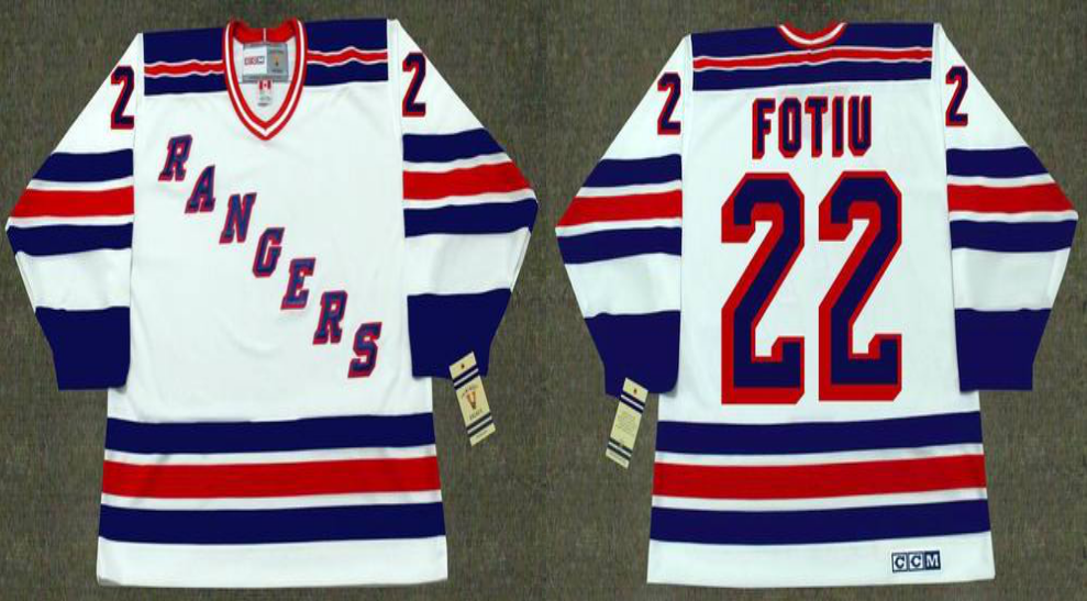 2019 Men New York Rangers 22 Fotiu white CCM NHL jerseys